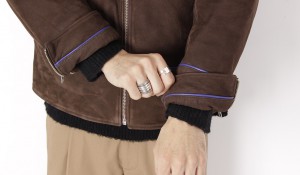 PHINGERIN  – nubuk piped leather jacket –
