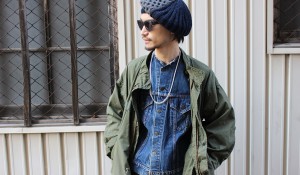Levi’s no callor denim jacket /USA mock neck cut sewn  / mods coat